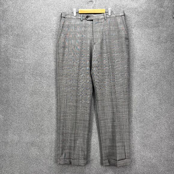 Lands' End Pants - Lands‎ End Pants Womens 34 Gray Plaid Bootcut cuffed flat front pocket
